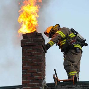Fire in Chimney Sparks Blaze