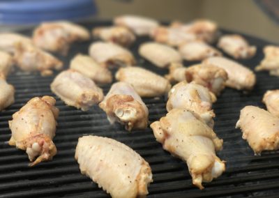 chicken wings on grill closeup