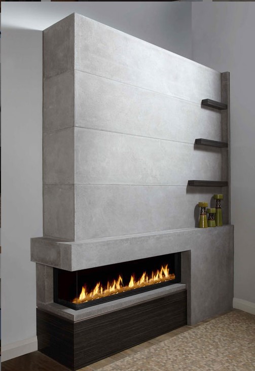 Omega Mantel Stacked Stone Corner Modern, Fireplace,