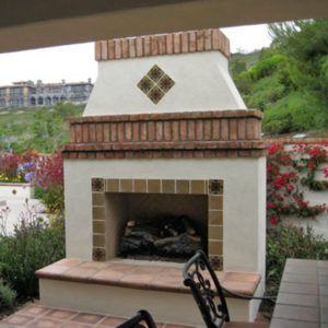 Mason-Lite outdoor wood fireplace installation